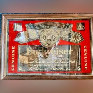 Huge Vintage BUDWEISER Beer Mirror fit for a Bar Wall